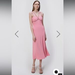 Jonathan SIMKHAI Sevilla Crochet Ring Midi Dress Pink NWT